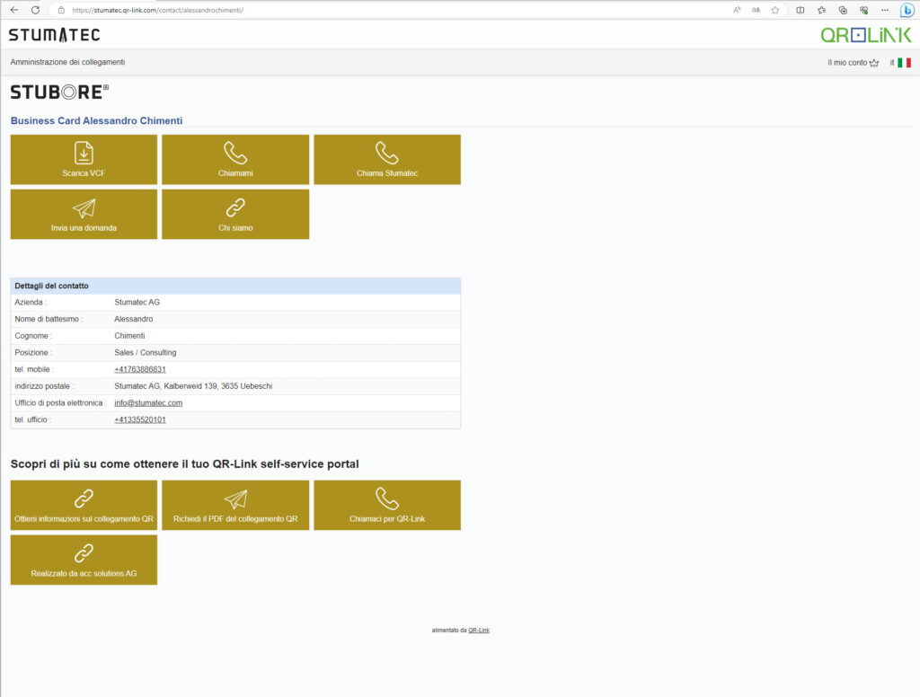 stumatec.ch QR-Link Visitenkarte und Messe Auftritt